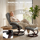 HOMCOM Recliner Chair With Footstool, Swivel Recliner Armchair, Grey