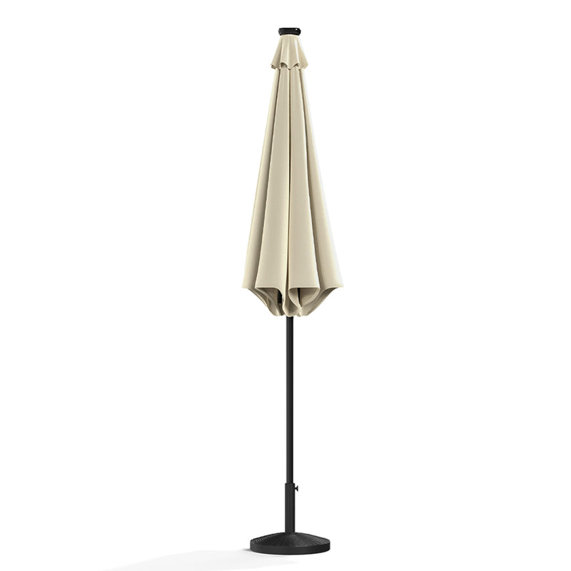 Garden Sanctuary Large Solar Powered LED Patio Umbrella for Outdoor Garden Patio with Base