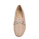 PU Leather Closed Toe Loafers - Nude