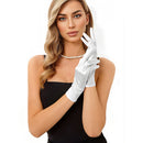 Elegant Short Satin Gloves White