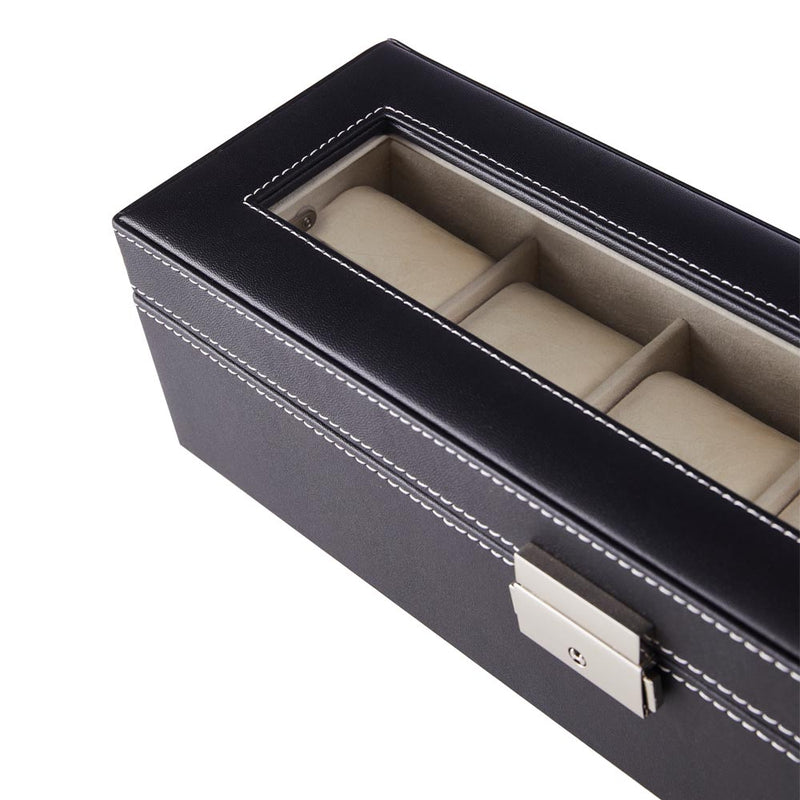 Sheonly 6-Slot Elegant Faux Leather Watch Display Case