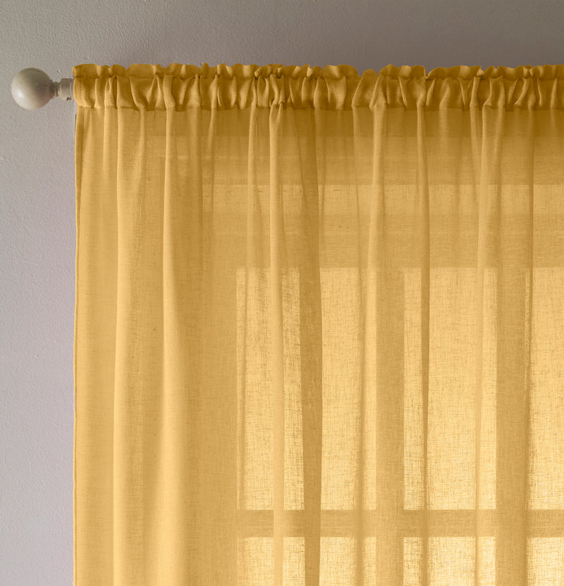 Eden Ochre 100% Recycled Plain Voile Panel - Pair