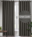 Linen Look Ring Top Blackout Curtains