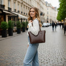 Modishion Fashion PU Leather Single Shoulder Tote Bag Handbag with Adjustable Strap
