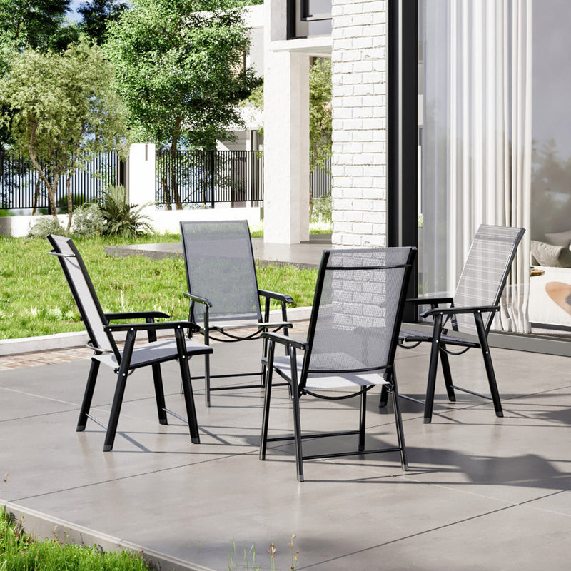 Livingandhome Metallic-Frame and Fabric Foldable Chairs Set of 4