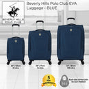 Beverly Hills Polo Club EVA Soft Shell Suitcase - Blue | Individual Sizes 20" 28" 33" - 4 Spinner Wheels