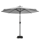 Large Solar Powered LED Patio Parasol Umbrella For Outdoor Garden Patio With Base Grey