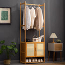Livingandhome Freestanding Wooden Clothes Rack with Cabinet