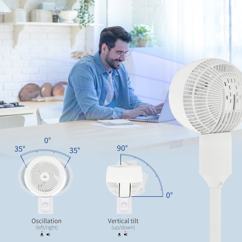 HOMCOM 9 Inch Air Circulator Fan 70° Oscillation Carry Handle Black White