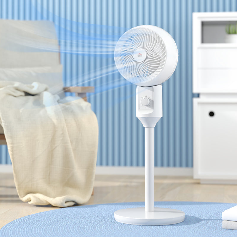 HOMCOM 9 Inch Air Circulator Fan 70° Oscillation Carry Handle Black White