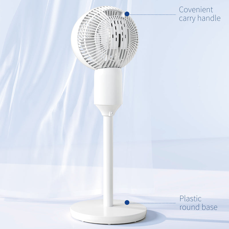HOMCOM 9 Inch Air Circulator Fan 70° Oscillation Carry Handle Black White