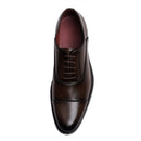 Low-Top Lace-Up Leather Dress Shoes With Pointed Toe - Brown