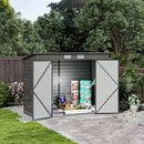 Breeins 4x8ft Outdoor Galvanized Steel Storage Shed
