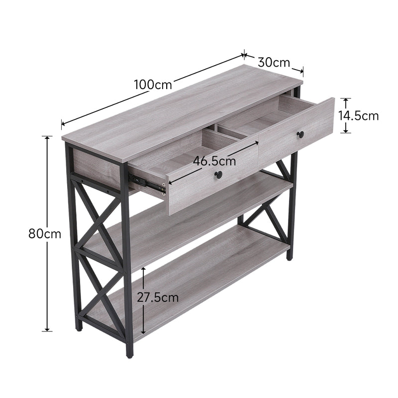 Livingandhome Narrow Wooden Console Table with Drawers