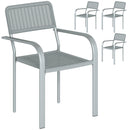 Outsunny Garden Chairs Set of 4, Stackable & Rattan Effect, Light Grey