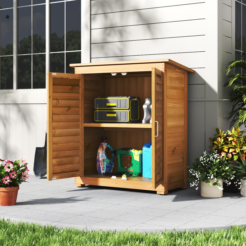 Livingandhome Outdoor Solid Wood Storage Cabinet Garden Tool Shed