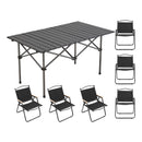 Breeins 95cm/120cm Portable Folding Camping Table with 4 or 6 Chairs