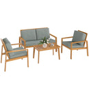Outsunny 4 Pieces Wooden Garden Furniture Set With Cushions