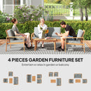 Outsunny 4 Pieces Wooden Garden Furniture Set With Cushions