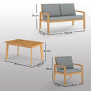 Outsunny 4 Pieces Wooden Garden Furniture Set With Cushions