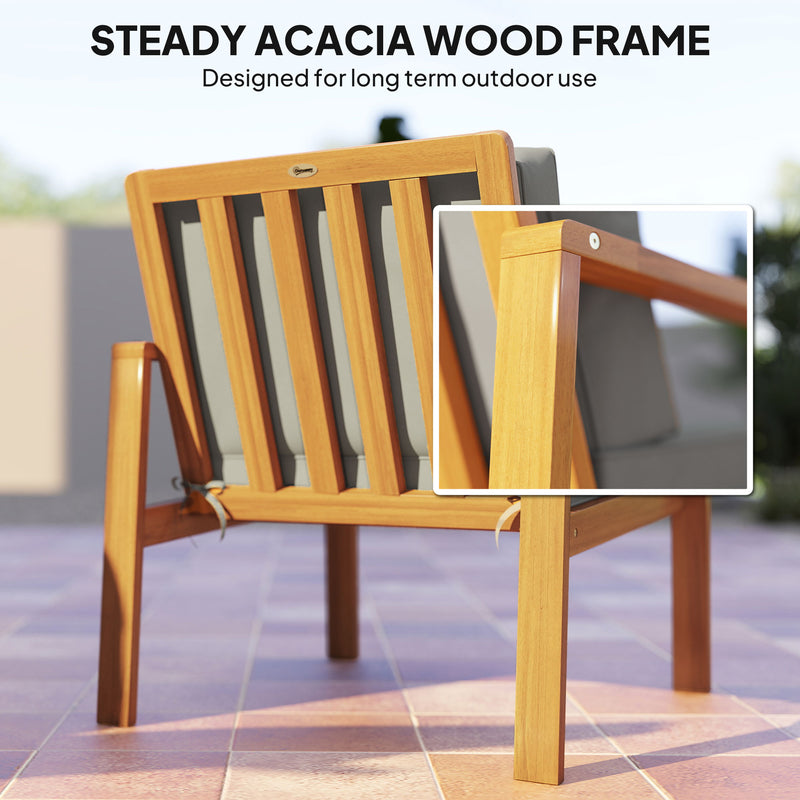 Outsunny 4 Pieces Wooden Garden Furniture Set With Cushions