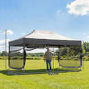 Outsunny 3 x 4.5 m Pop Up Gazebo with Mesh, Heavy Duty Party Tent Marquee
