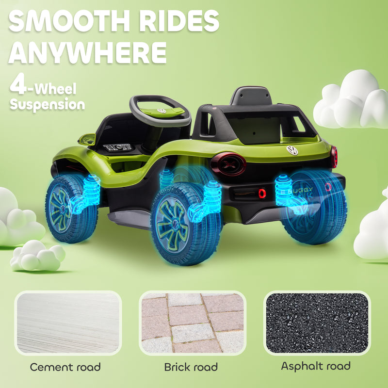 AIYAPLAY Volkswagen Licensed Kids Electric Car w/ Remote, Suspension, Green