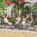 Outsunny 4 Seater Garden Furniture Sofa Set with Curved Seat, Grey