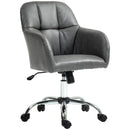 HOMCOM Computer Grey Desk Chair With PU Leather, Swivel Wheels