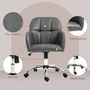 HOMCOM Computer Grey Desk Chair With PU Leather, Swivel Wheels