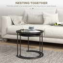 HOMCOM Nesting Tables Set of 2, End Table with Removable Tabletop Tray Black