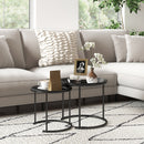 HOMCOM Nesting Tables Set of 2, End Table with Removable Tabletop Tray Black