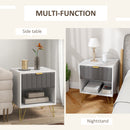 HOMCOM Bedside Drawers Modern Bedside Cabinet With Drawer And Handle, White