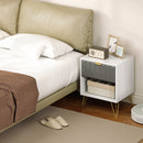 HOMCOM Bedside Drawers Modern Bedside Cabinet With Drawer And Handle, White