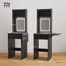 HOMCOM Compact Dressing Table with Lighted Mirror Open Shelves Drawer Black