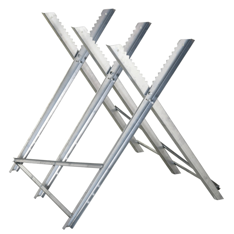 DURHAND Saw Horse Steel Support Heavy Duty Foldable Design Sawtooth, Silver