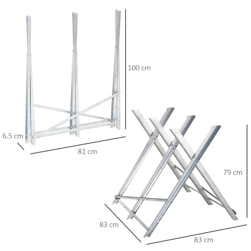 DURHAND Saw Horse Steel Support Heavy Duty Foldable Design Sawtooth, Silver