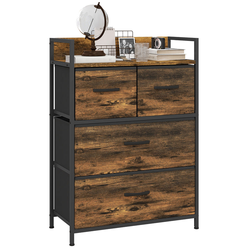HOMCOM Bedroom Chest of Drawers 4 Drawer Dresser w/ Shelf