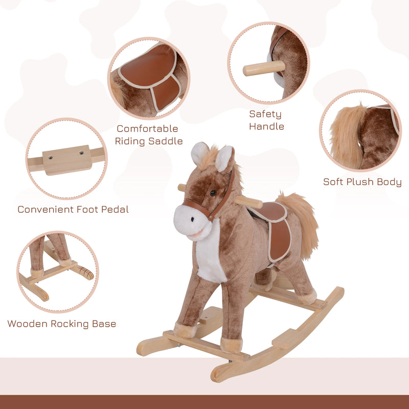 HOMCOM Children's Rocking Horse - Brown and White