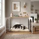 PawHut Dog Crate Furniture, Indoor Dog Cage End Side Table, White