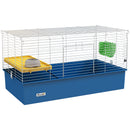 PawHut Small Animal Cage, Rabbit Guinea Pig Hutch, Pet Playhouse, Blue