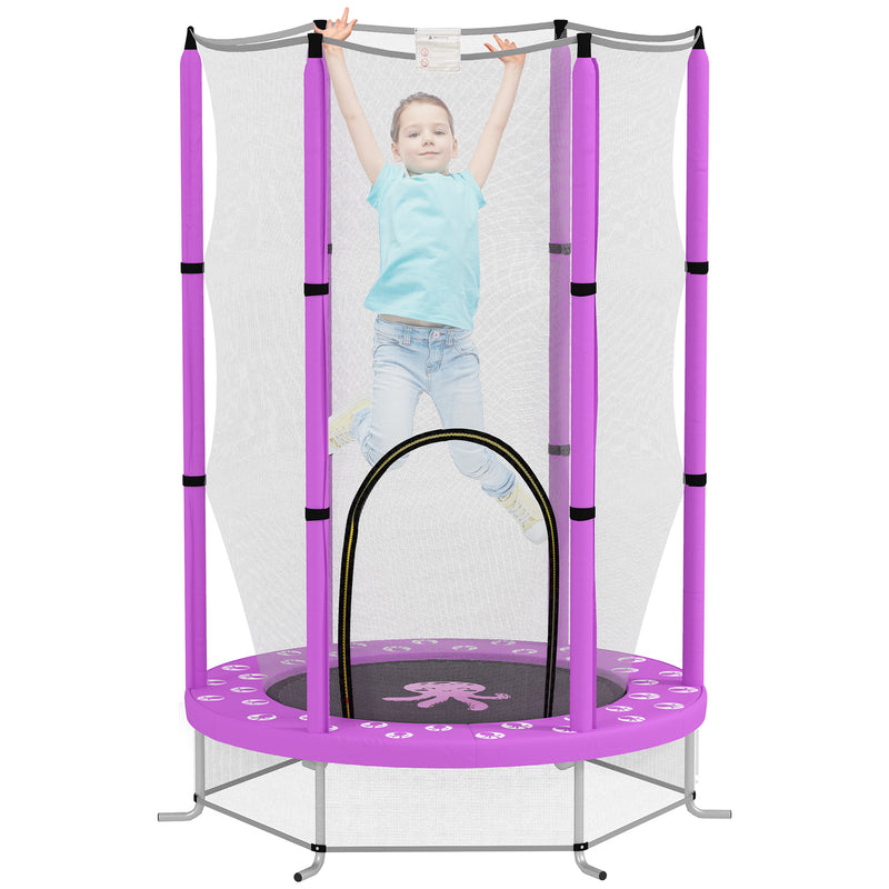 AIYAPLAY 4.6FT Kids Trampoline with Safety Enclosure Net