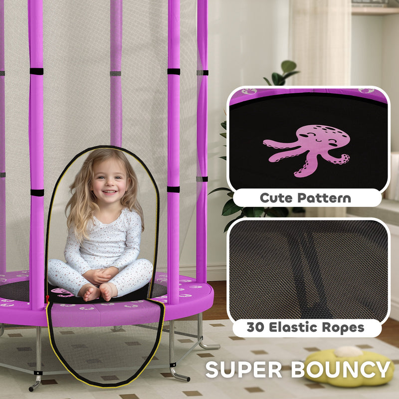 AIYAPLAY 4.6FT Kids Trampoline with Safety Enclosure Net