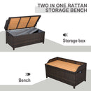 Outsunny PE Rattan Bench Patio Wicker Storage Basket Seat Furniture, 102Lx51Wx51H cm-Mixed Brown