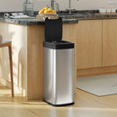 HOMCOM 50L Sensor Bin, Touchless Kitchen Bin, Battery Operated, Silver Tone