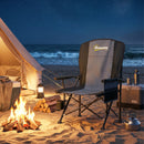 Outsunny Camping Chair Padded with Side Pocket Black