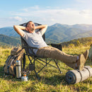 Outsunny Camping Chair Padded with Side Pocket Black