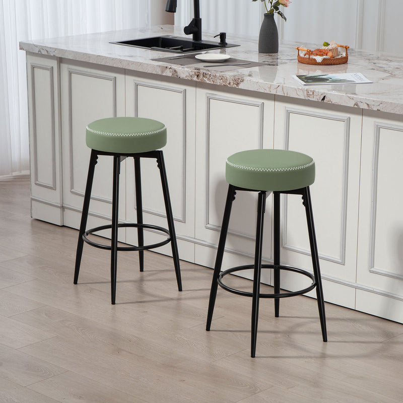 HOMCOM 360° Swivel Bar Stools Set of 2, PU Leather Barstools with Footrest