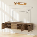 HOMCOM Floating TV Stand Cabinet with Shelves and Doors, Rustic Brown