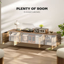 HOMCOM Floating TV Stand Cabinet with Shelves and Doors, Rustic Brown